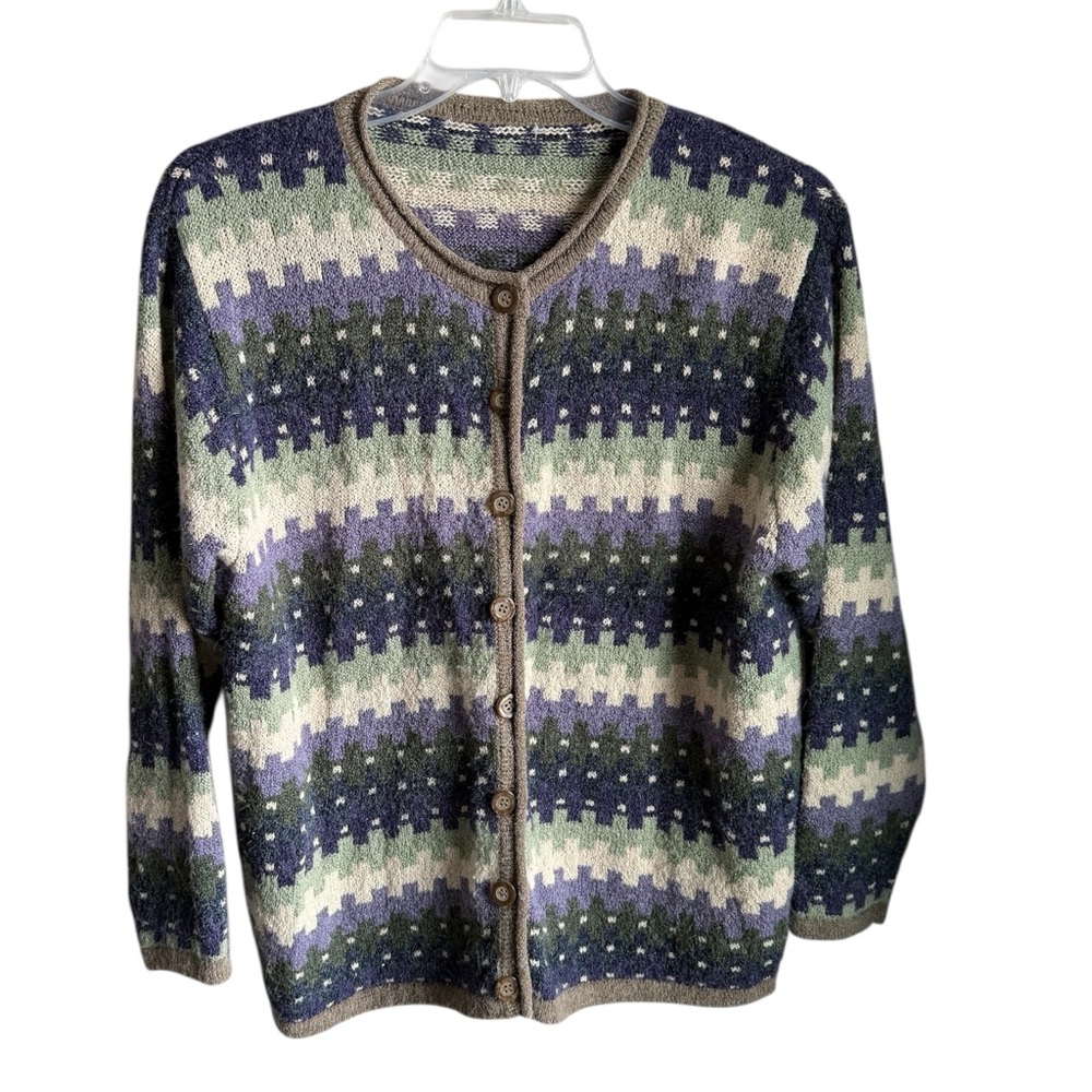 Dress Barn 1X 90s Style Button Front Cardigan Sweater Purple, Green, Blue, Tan
